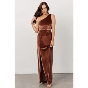 Baltic Born Tatiana Velvet One Shoulder Maxi Dress Women's Rust Size Small